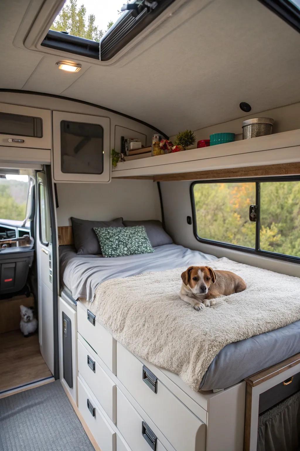 Animal-friendly spaces inside your camper shell for your furry companions.