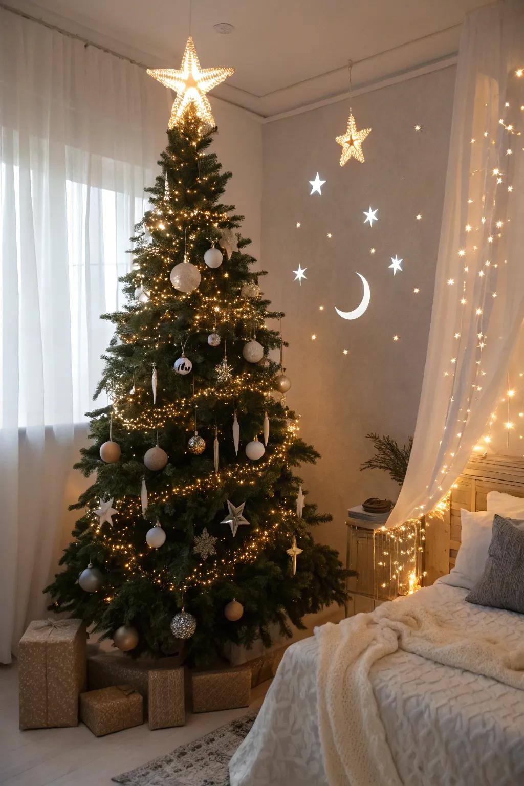 A heavenly-themed tree that transforms your space into a starry night.