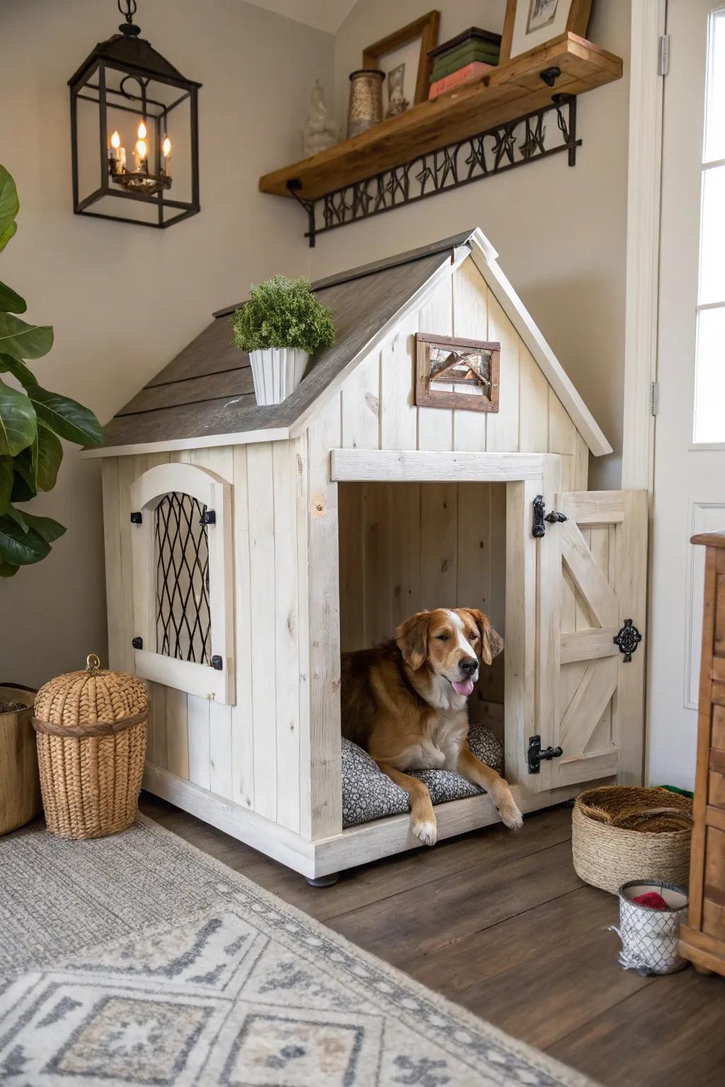 With this kennel design, bring farmhouse appeal into your house.