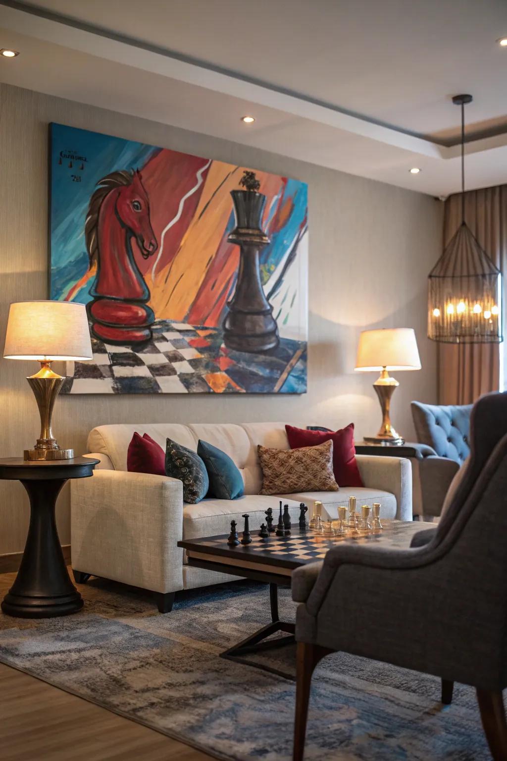 Chess during action infuses vibrant vitality into the room.