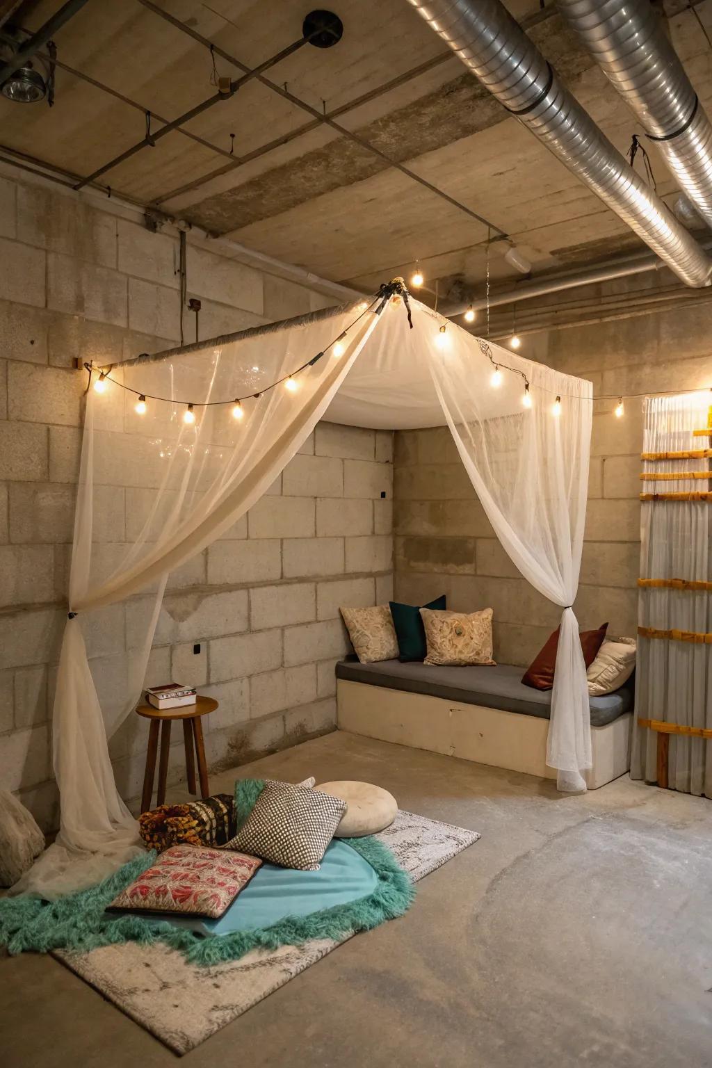 Add elegance and intimacy with a overhead shade.