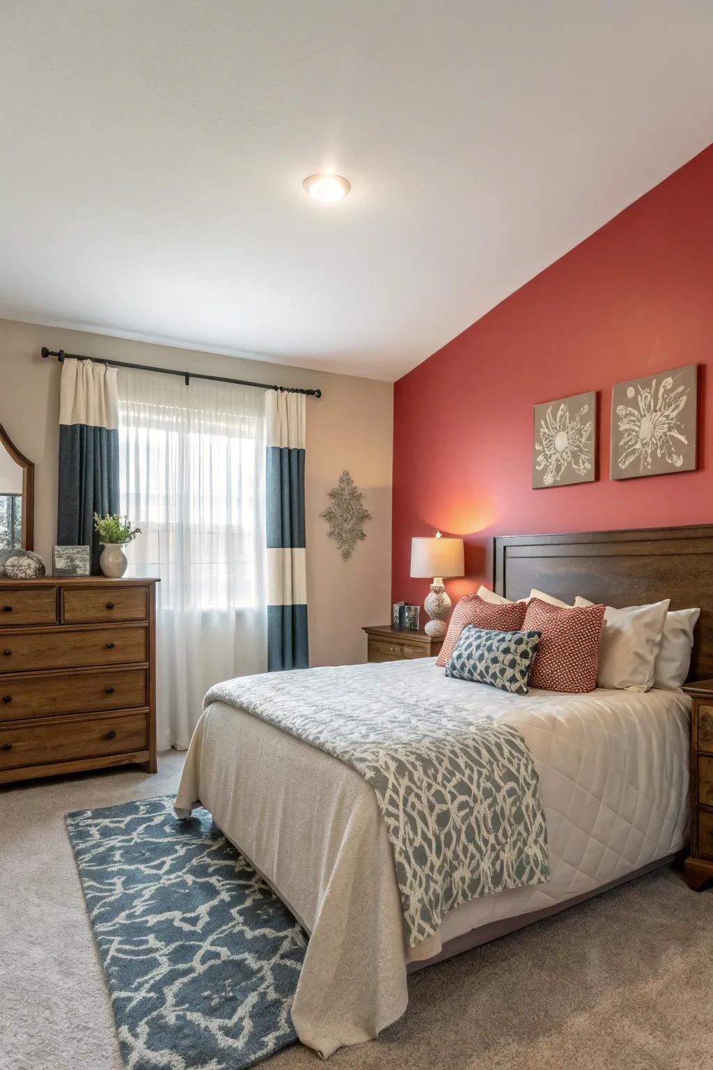 A bold accent wall injects emphasis and theatrics