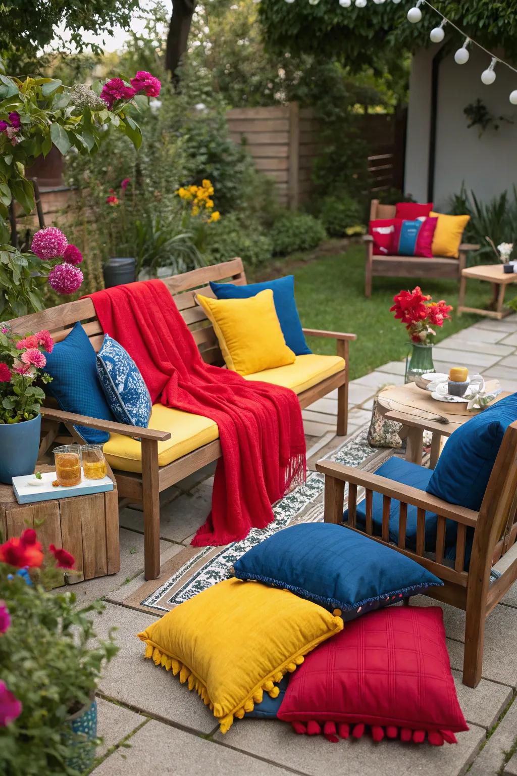 Colorful textiles add vibrancy and design.