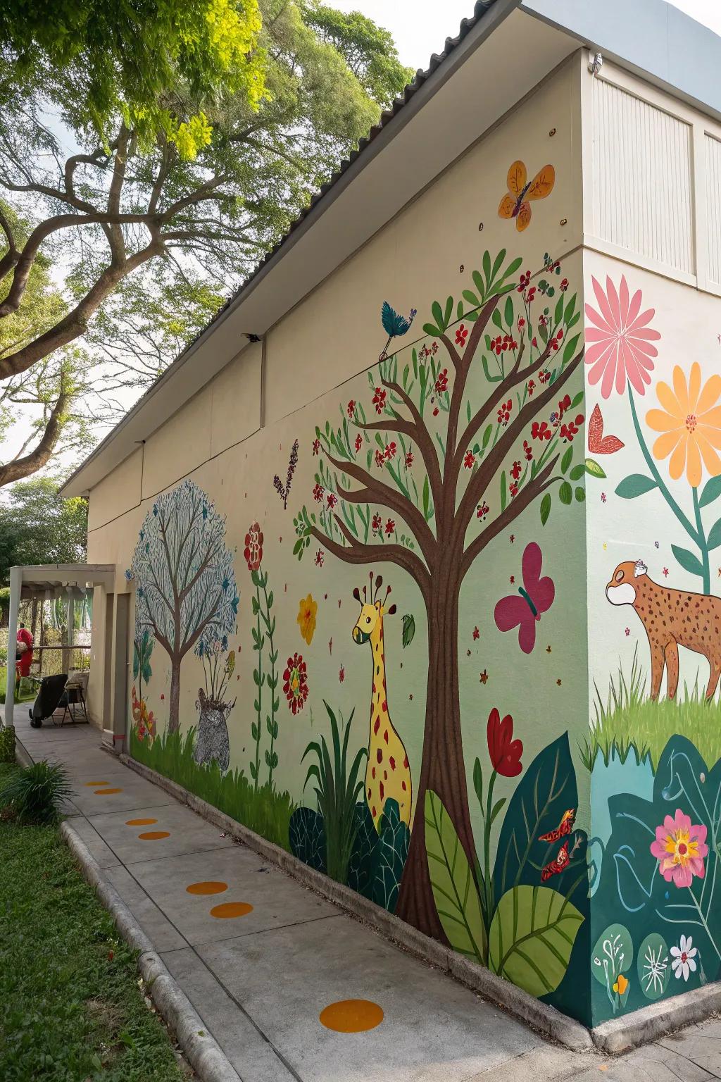 Nature murals introduce the serenity of the outdoors inside.