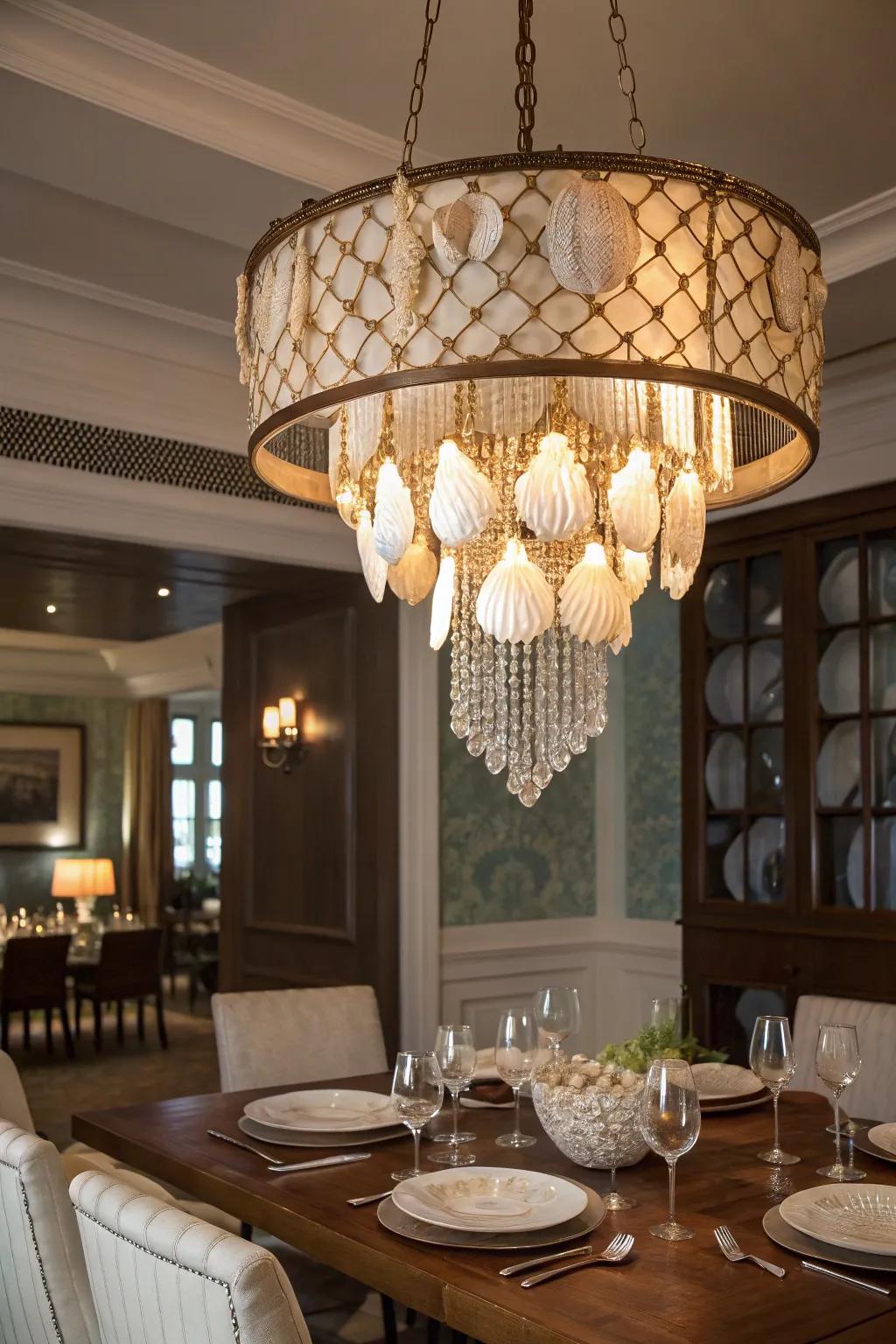 A chandelier capturing the splendor of the sea.