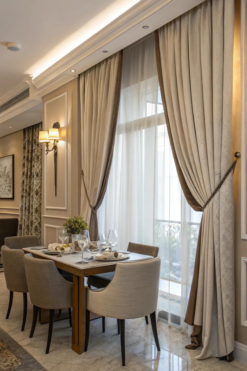 Elegant tiebacks add class and functionality to drapes.