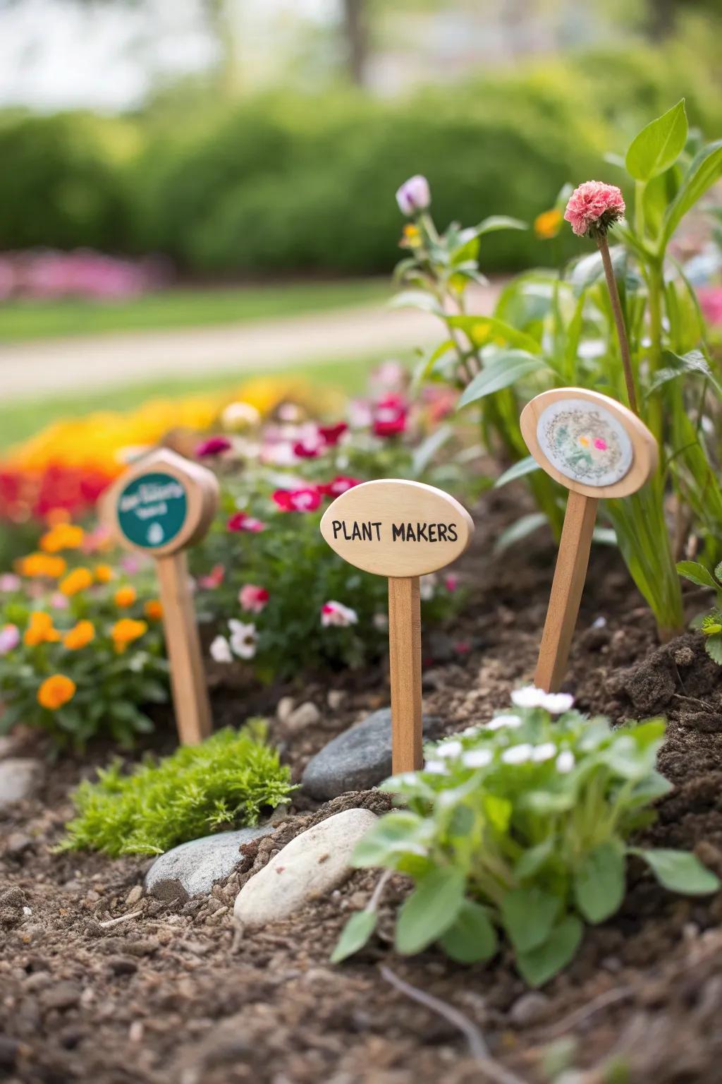 Bespoke floral markers introduce allure and arrangement to any garden.