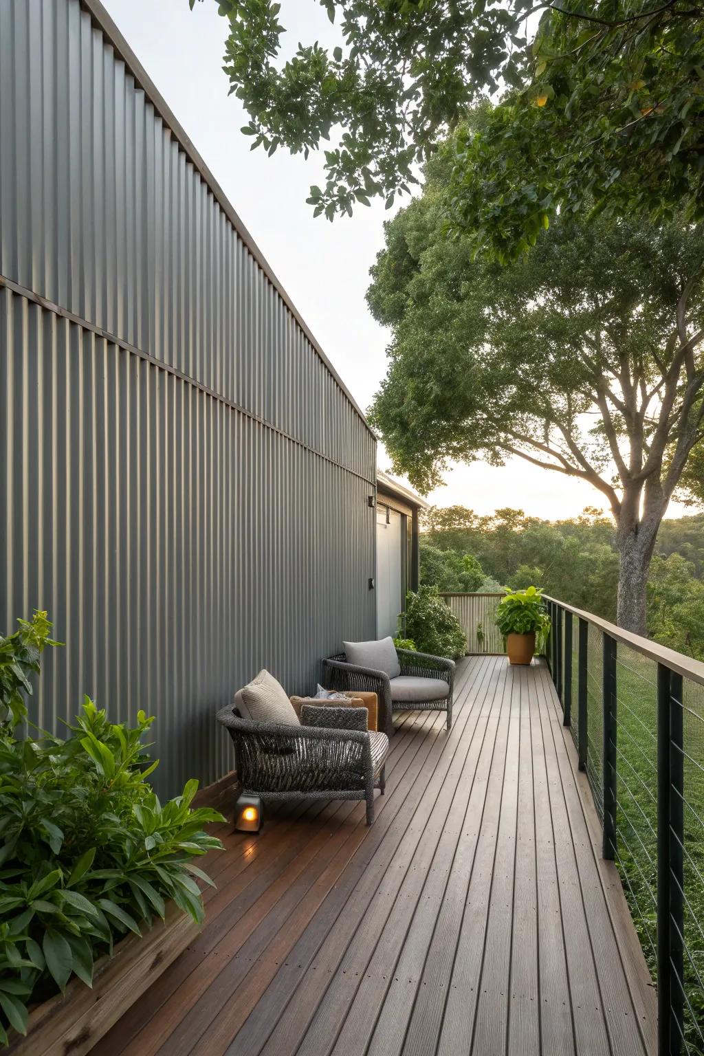 Introduce industrial flair with a corrugated metal partition.