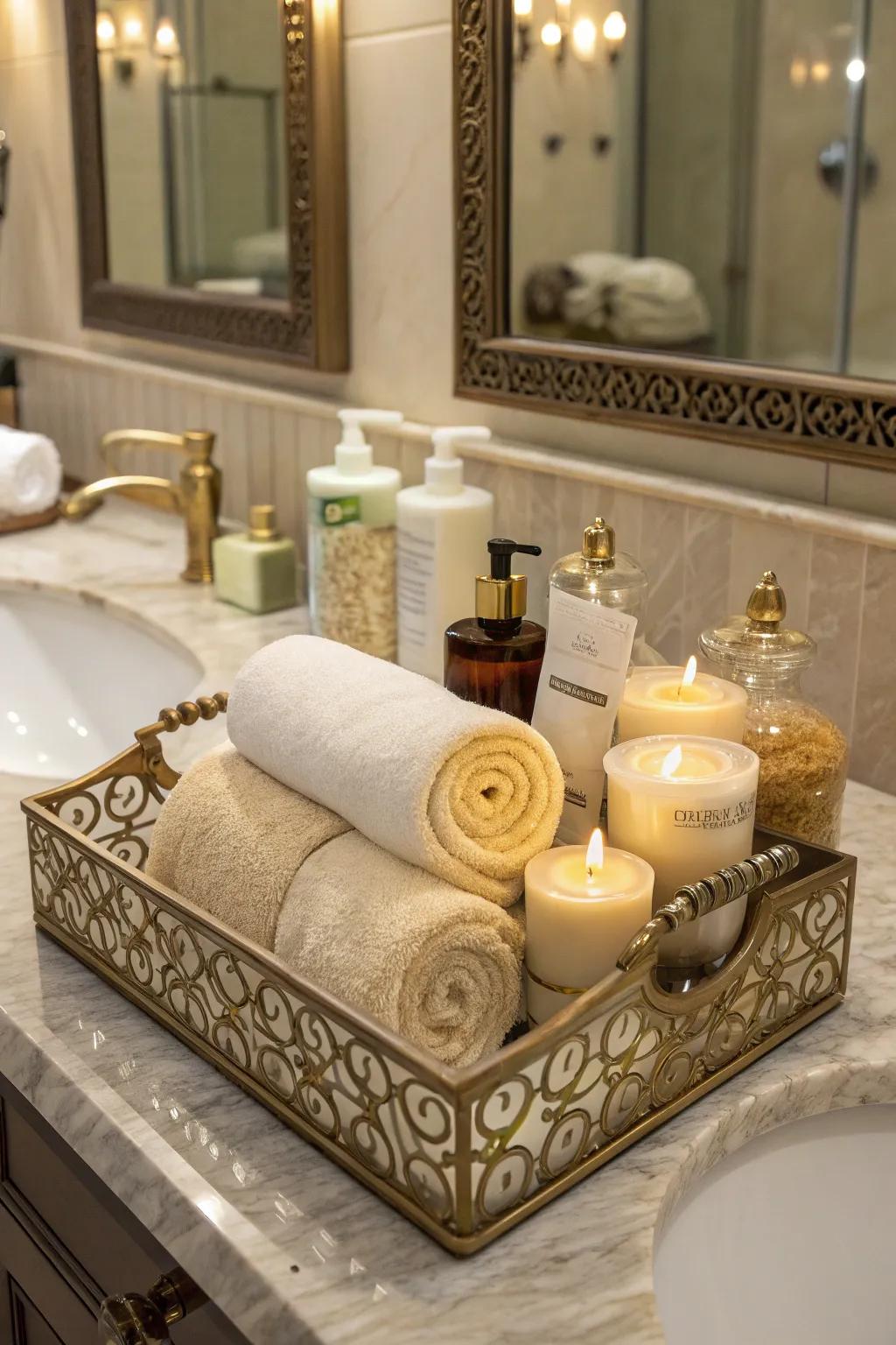 Achieve spa-like serenity with bathroom trays.