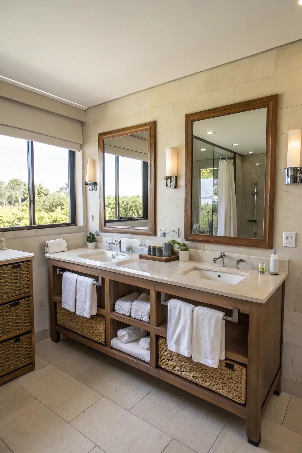 Dedicated personal spaces maintain organized shared areas.