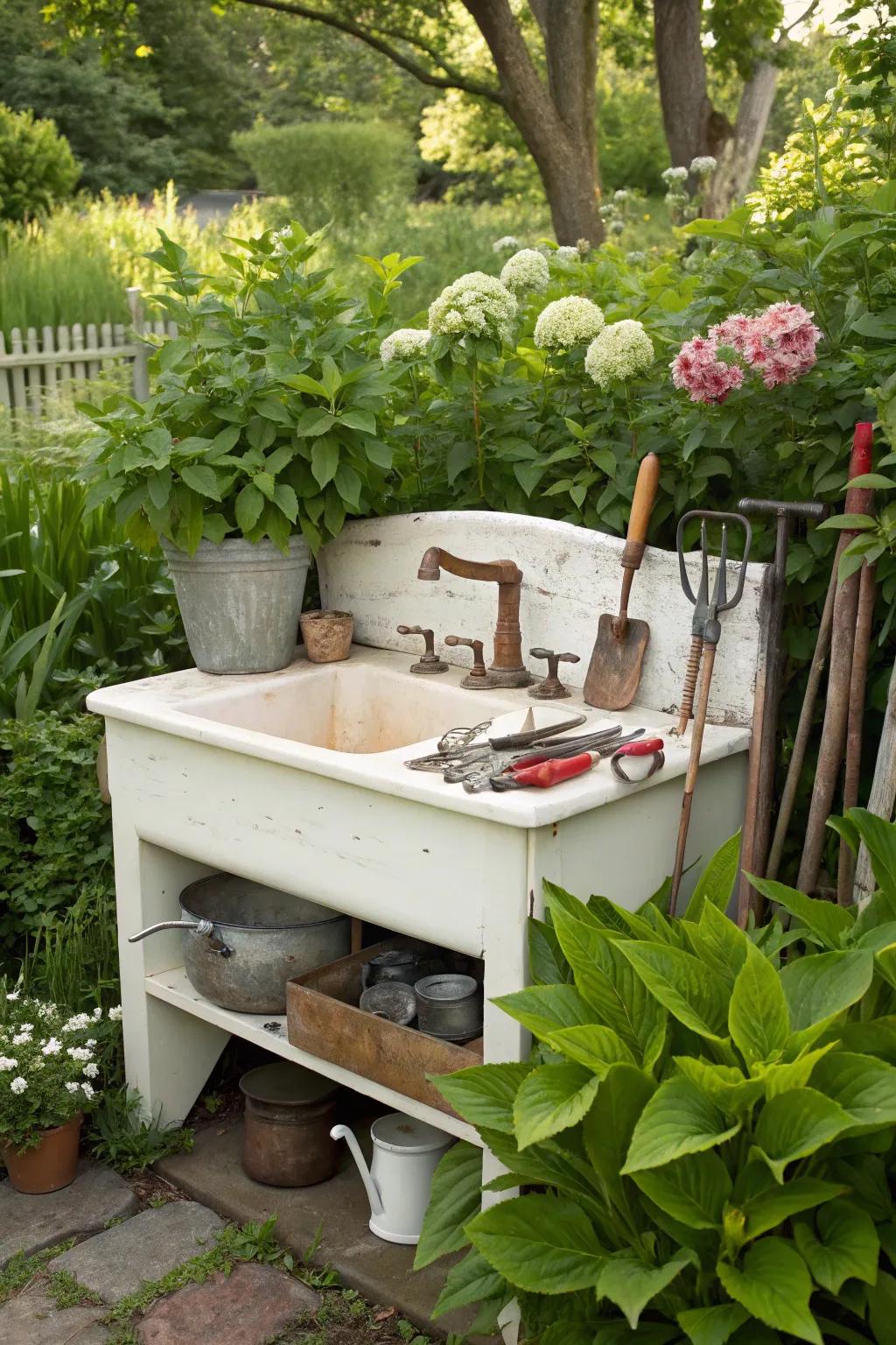 A practical gardening tool crate made from a reclaimed storage unit.