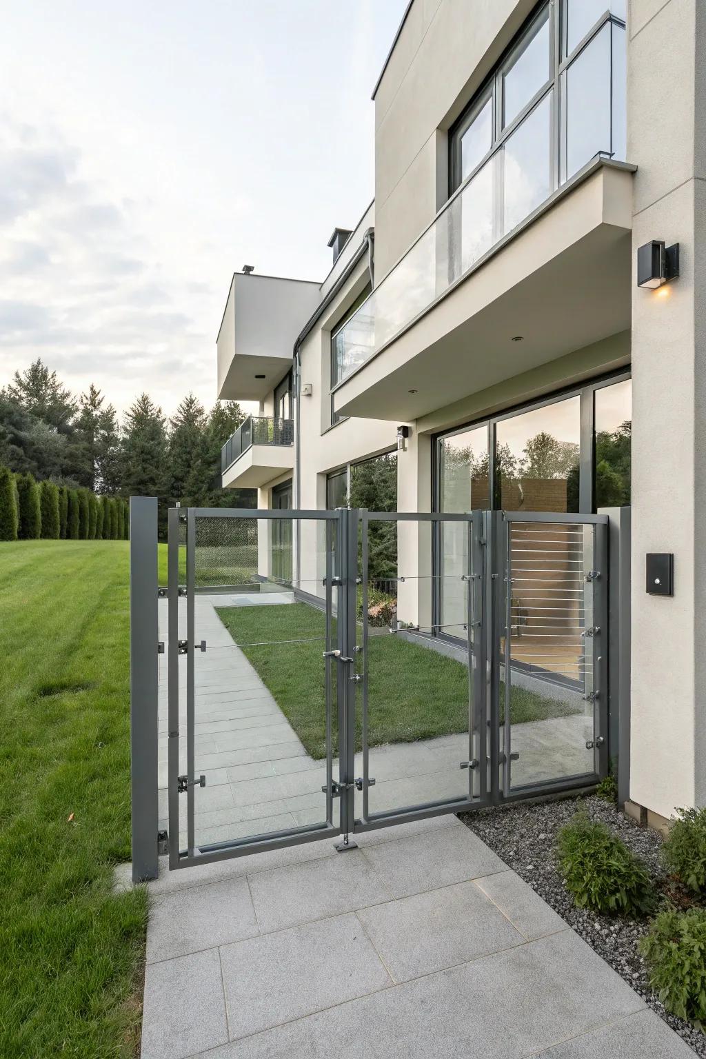 Glass elements give a futuristic and airy feel to gates.
