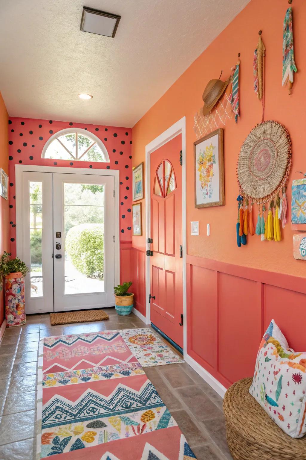 Inject fun and energy using vibrant coral.