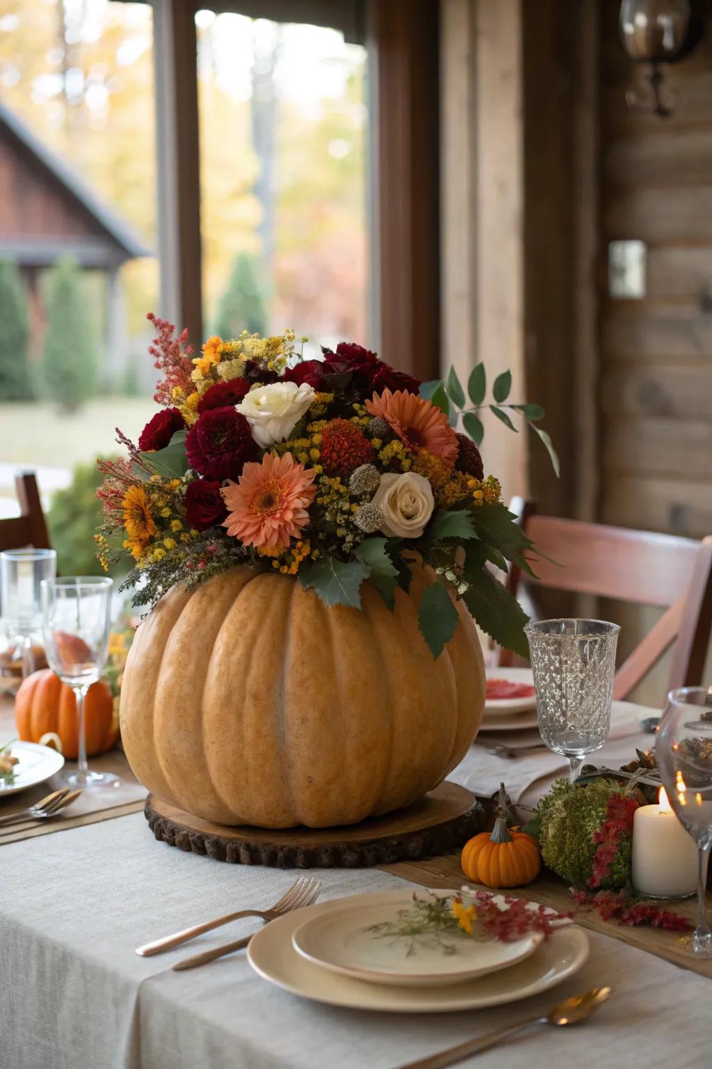 Striking elements establish a remarkable centerpiece statement.
