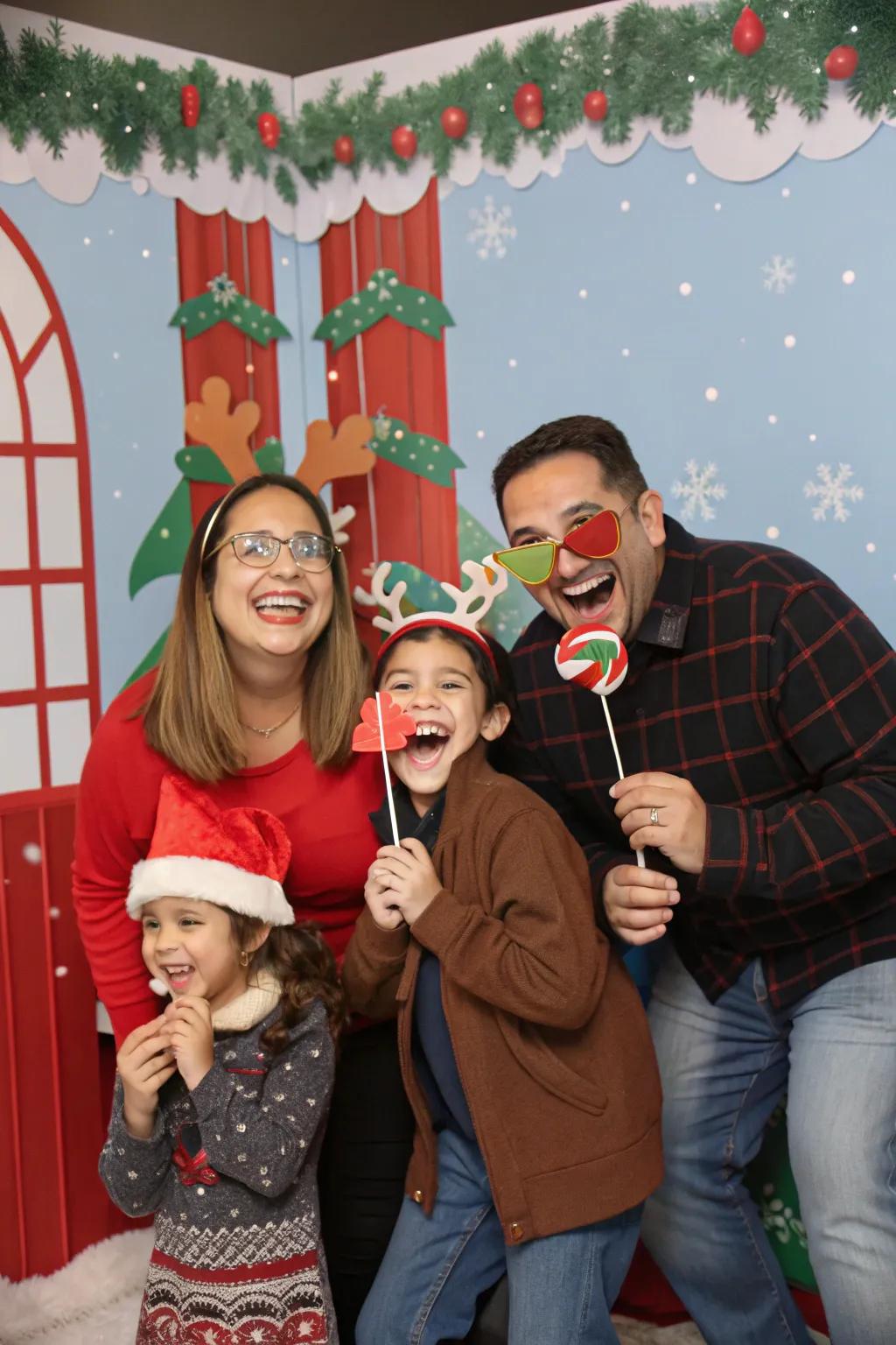 Encapsulate the holiday ambiance through a delightful snapshot station.