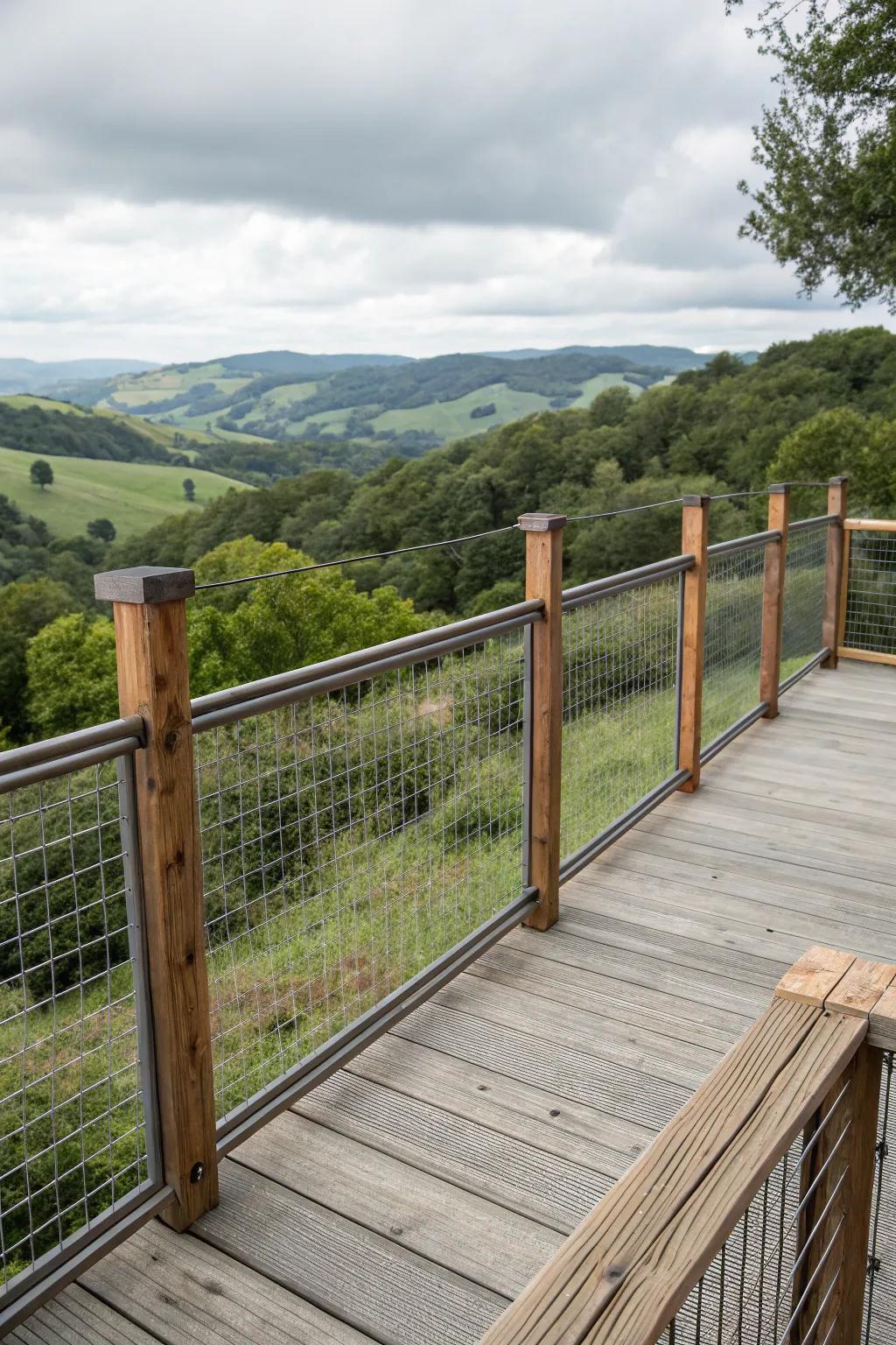 Industrial edge: Countryside steel weave railing.