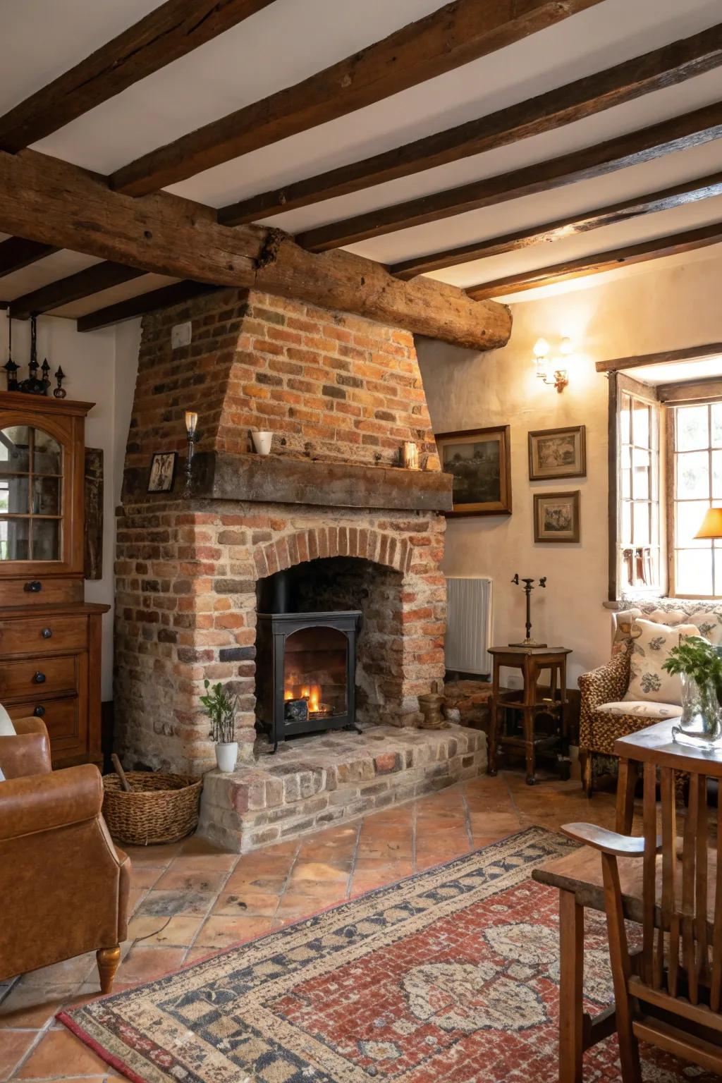 Salvaged brick brings history and character to your fireplace.