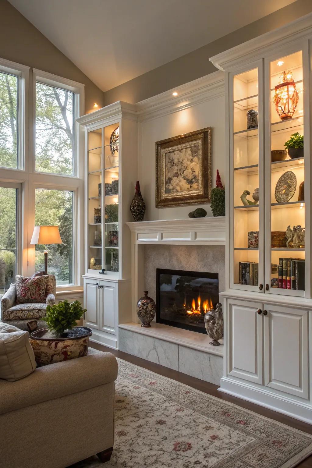 Showcase your collection to add a personal touch to your fireplace space.