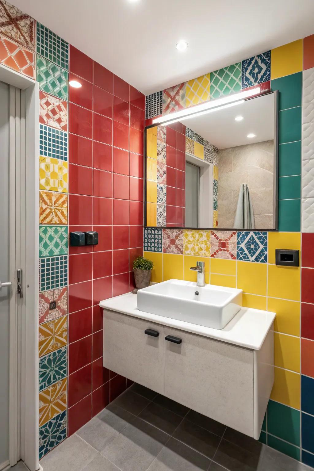 A striking accent wall introduces drama and evolves into a central point.
