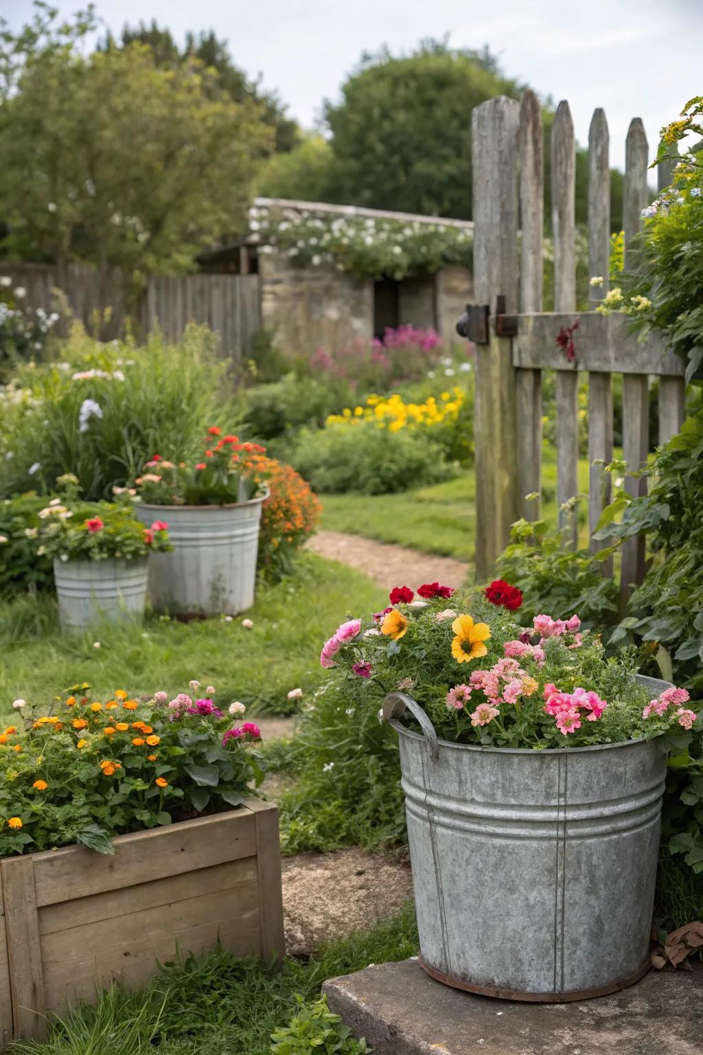 Heritage elements adding charm to the garden landscape.