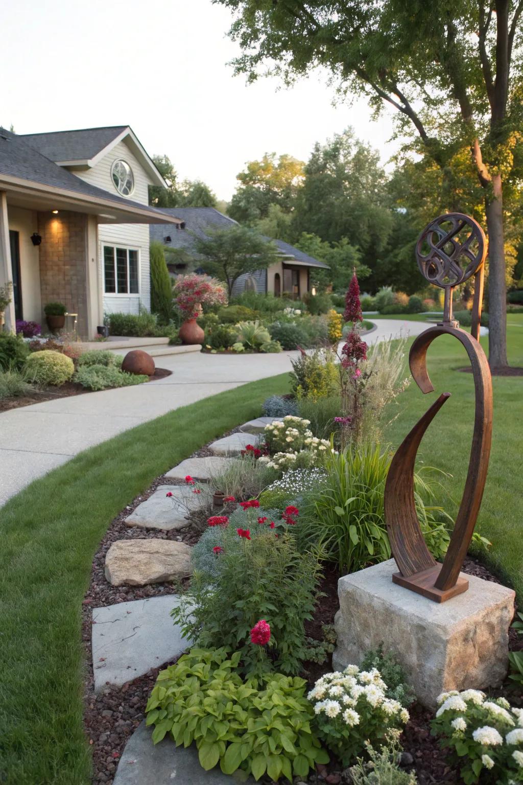Sculptural elements bring unique touches to the garden
