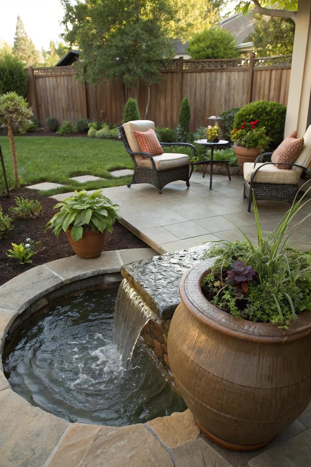 Fountains add peace and sophistication to porch designs.