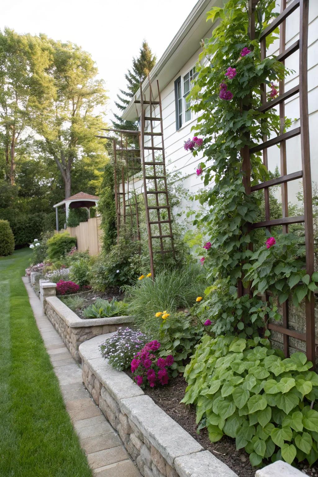 Vertical accents bring a dynamic quality to your berm.