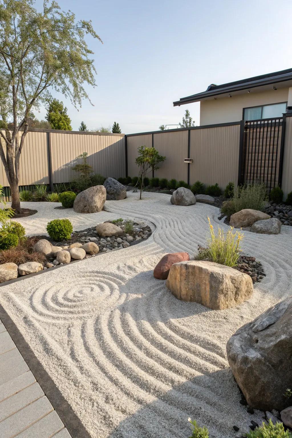 Zen gardens offer tranquility and simplicity.