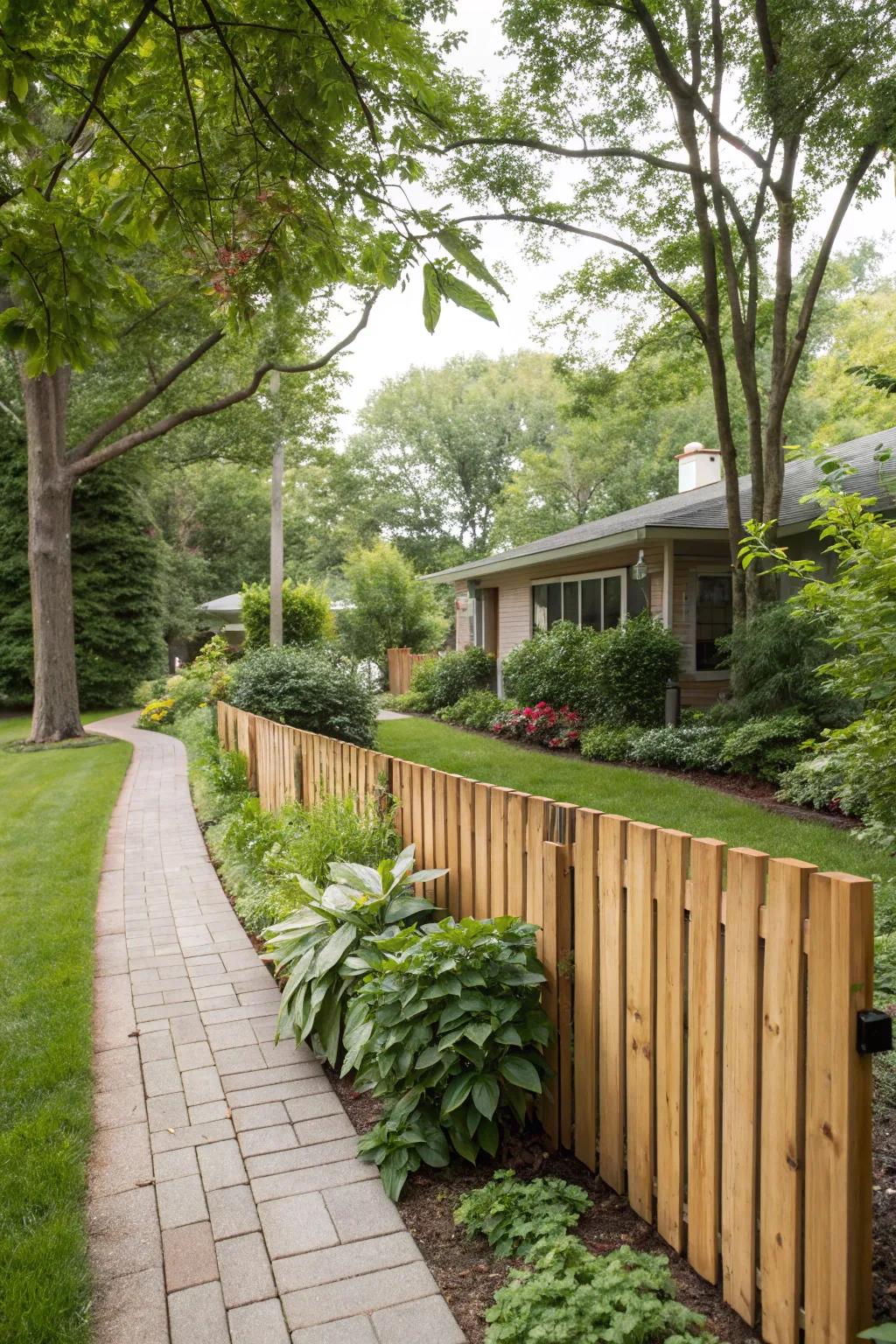 Wooden slats deliver a hospitable and earthy solution to define your property's margins.