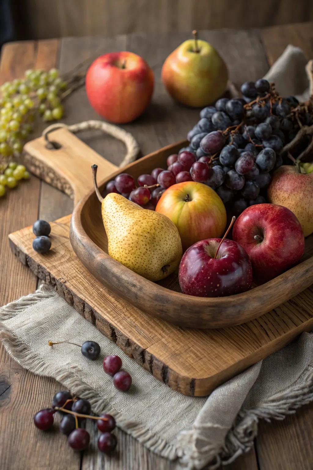 A country harvest fruit design flawless for autumn feasts.