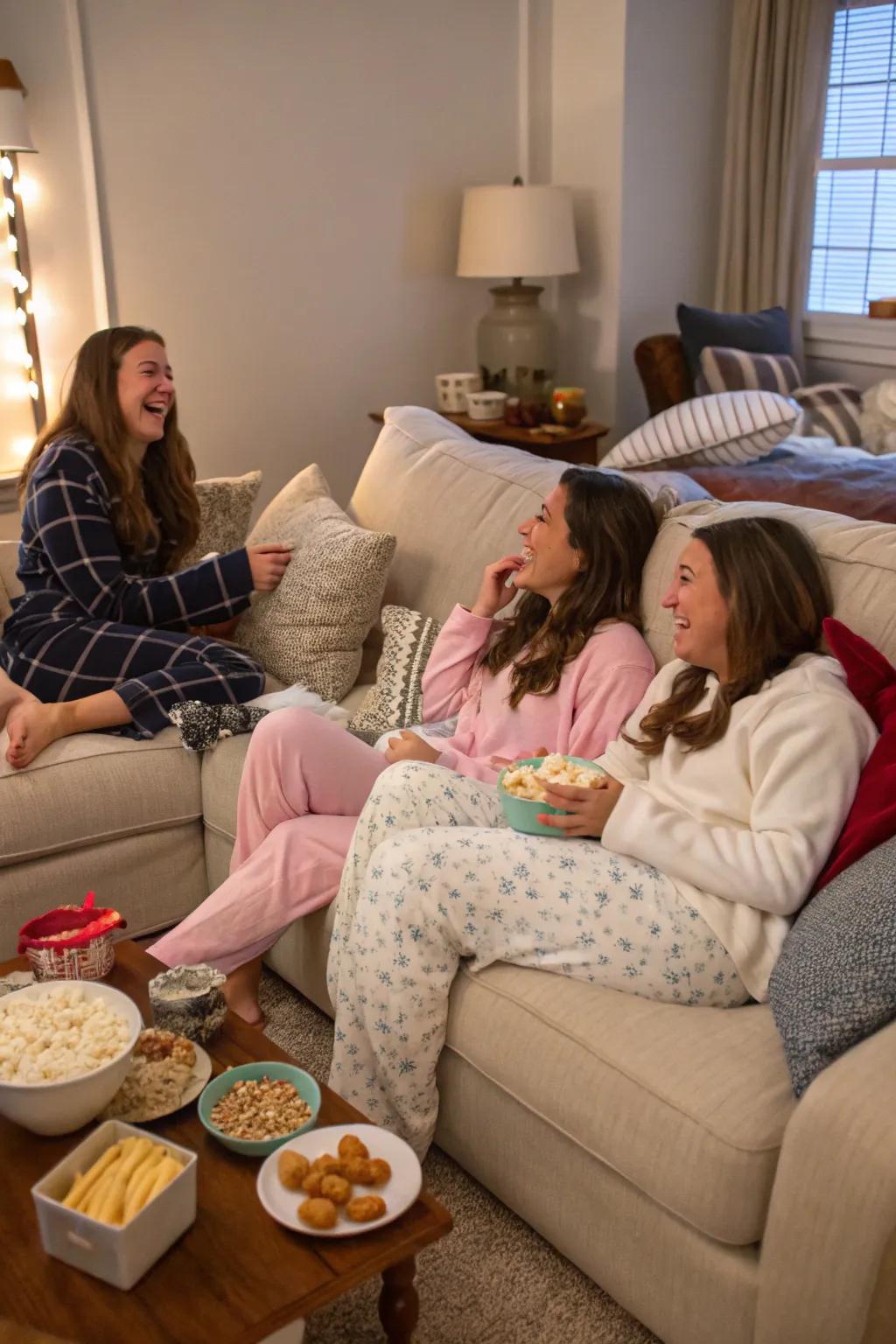A laid-back night clothes party for a relaxed and fun-filled Galentine's Day.