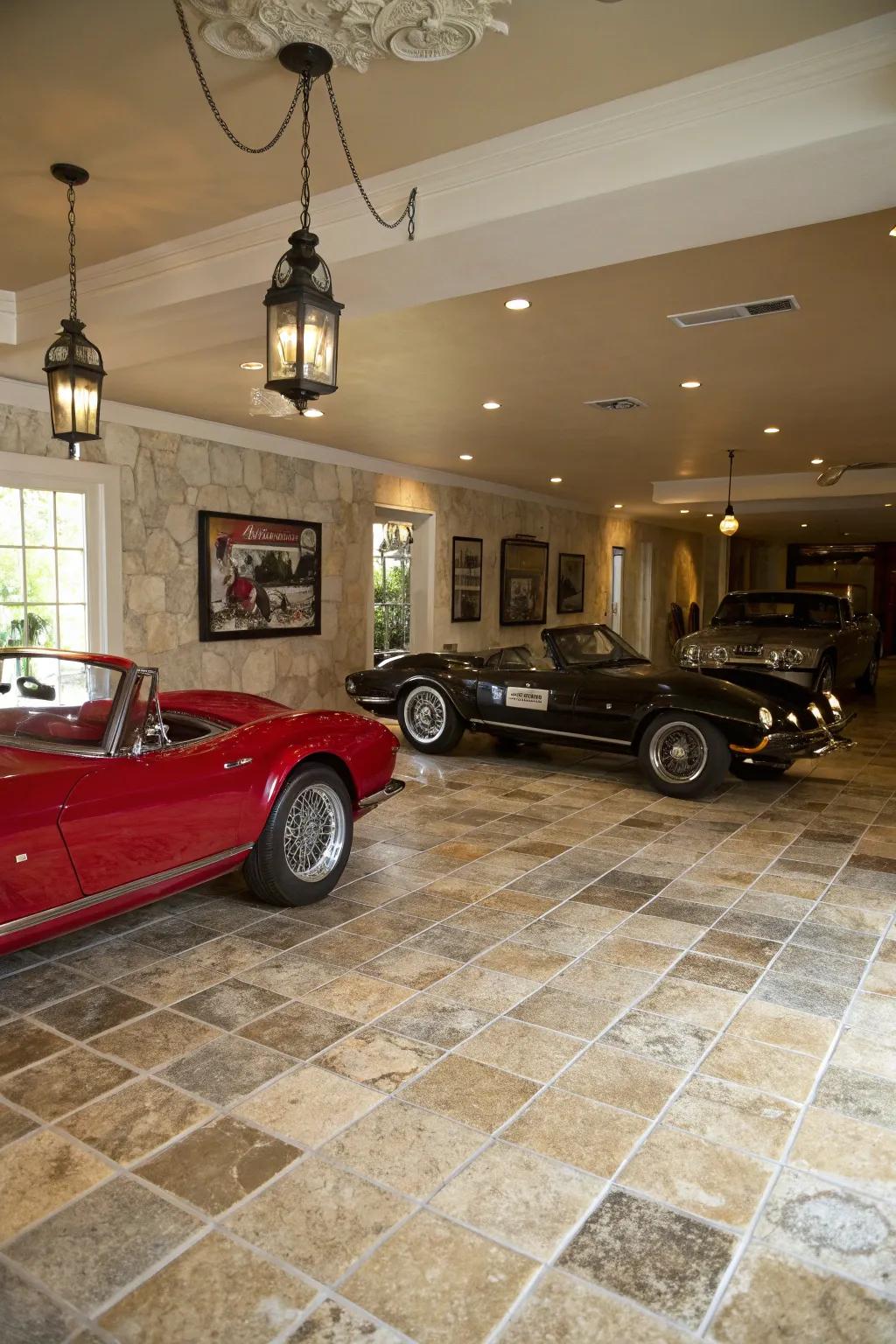 Add elegance with natural stone-look tiles.