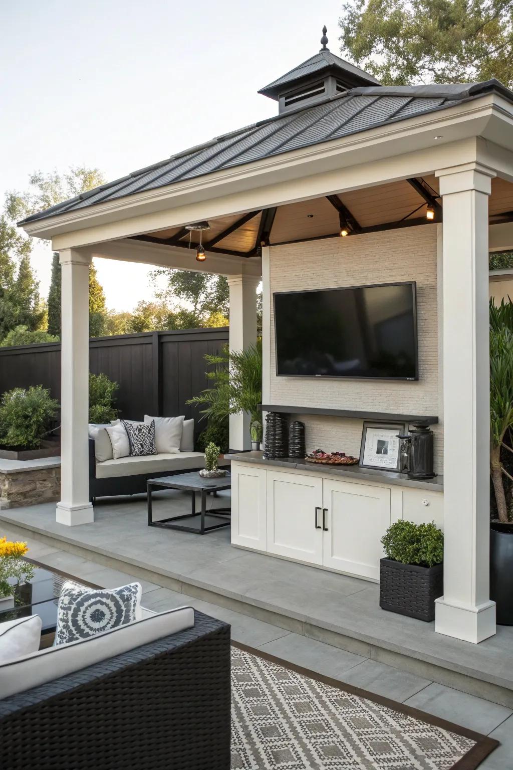 Wall shelves offer a clean, modern option for TV setup.