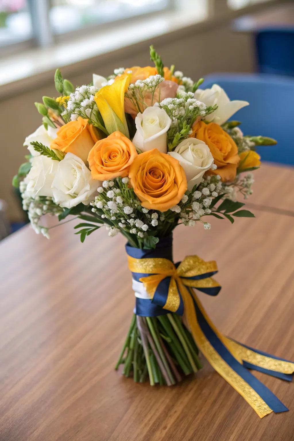 A personalized themed palette arrangement to honor school spirit.