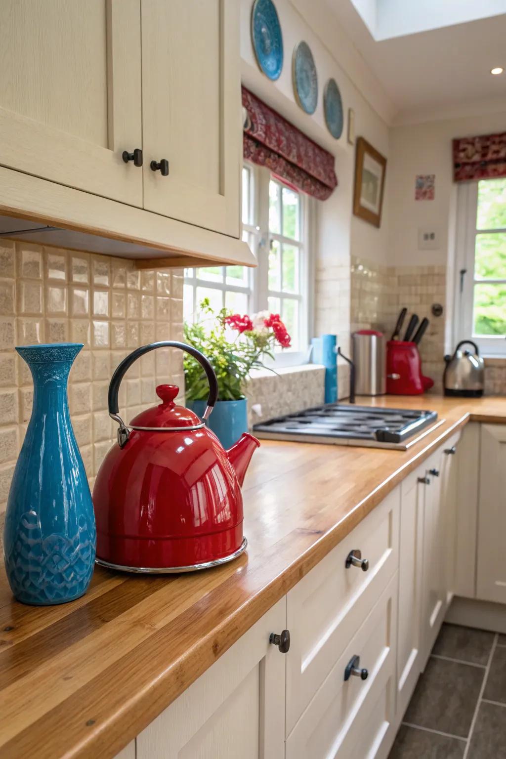 Striking accents introducing vibrancy to the kitchen