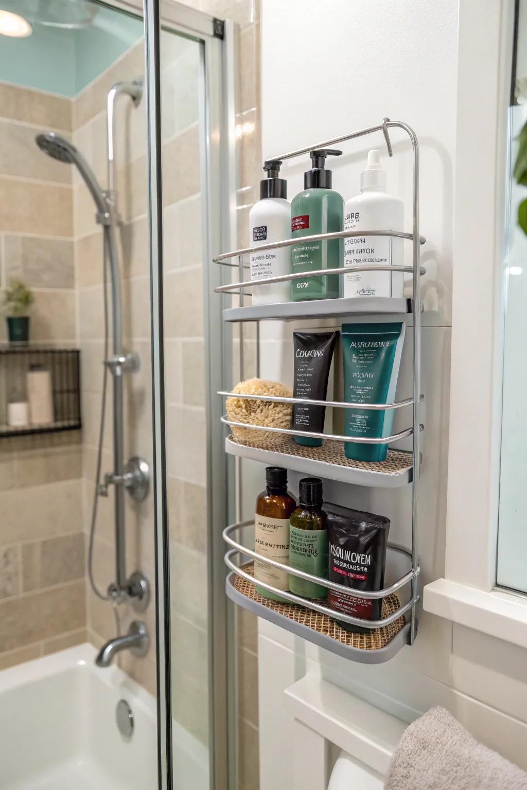 A classic shower caddy for keeping hair products close at hand.