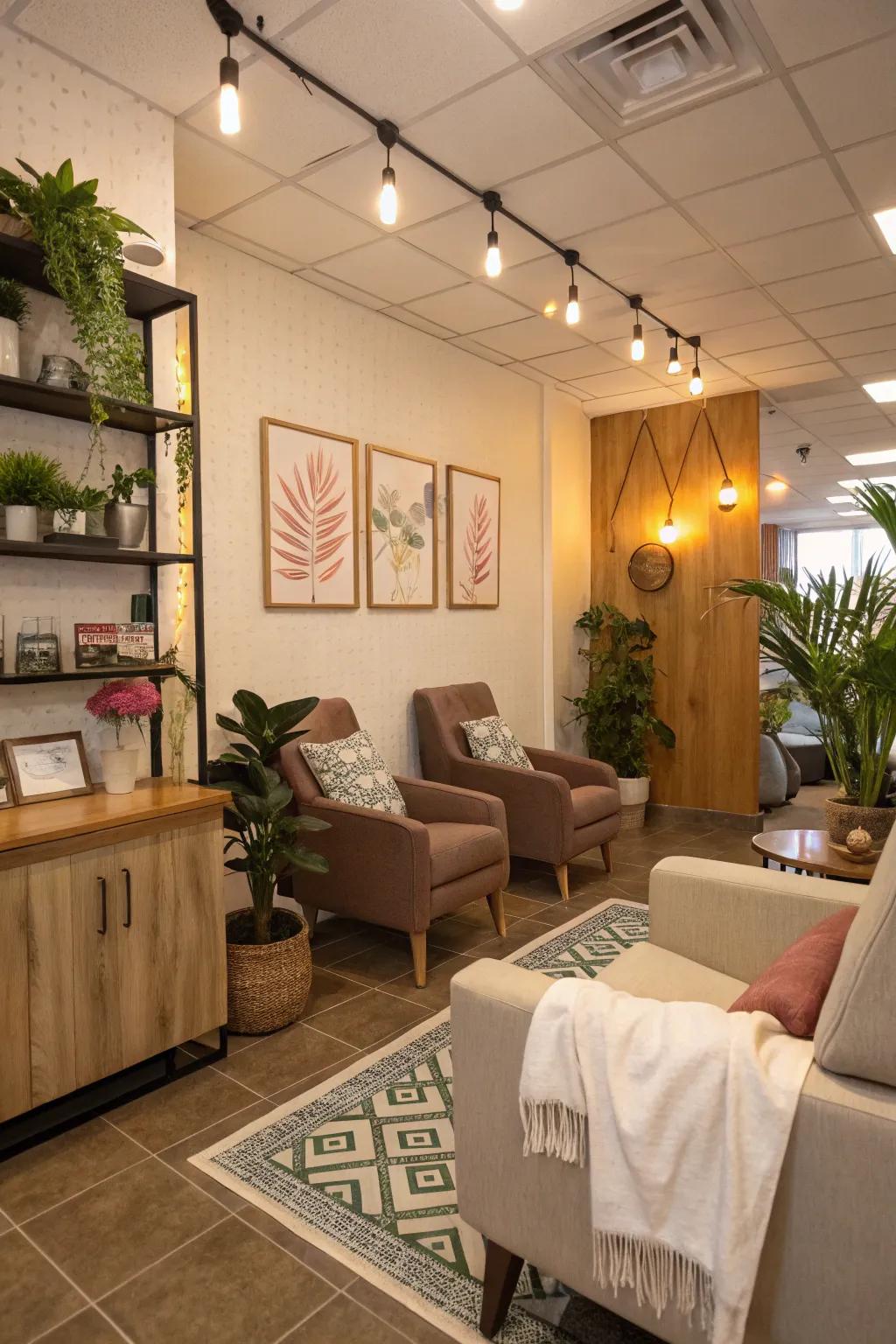 A cozy waiting area improves the client experience significantly.