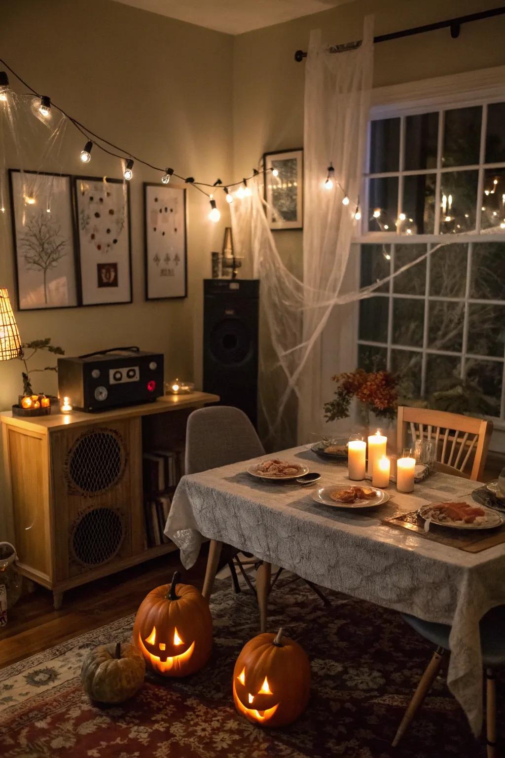 Eerie sounds elevate the immersive Halloween experience.