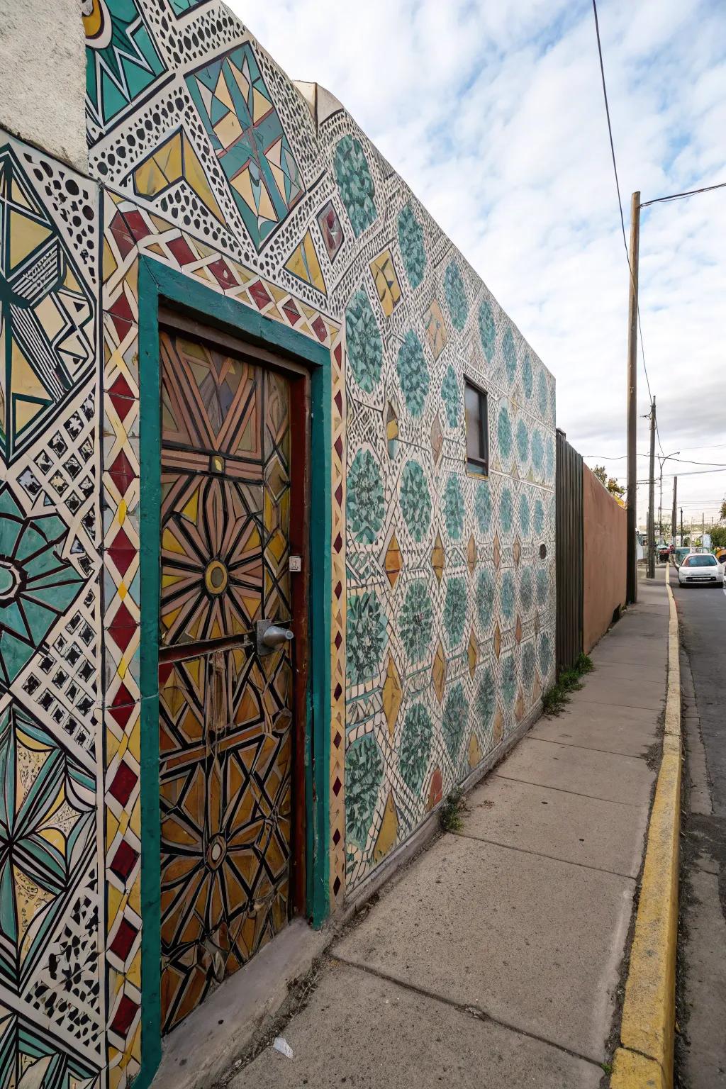 Geometric designs artfully conceal an entry.