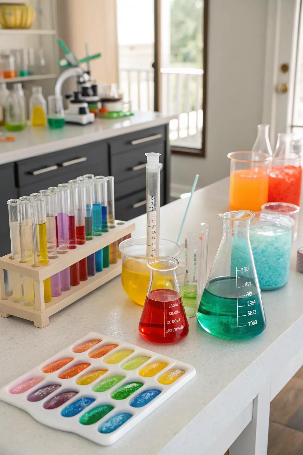 An engaging homemade science laboratory arrangement for inquisitive minds.