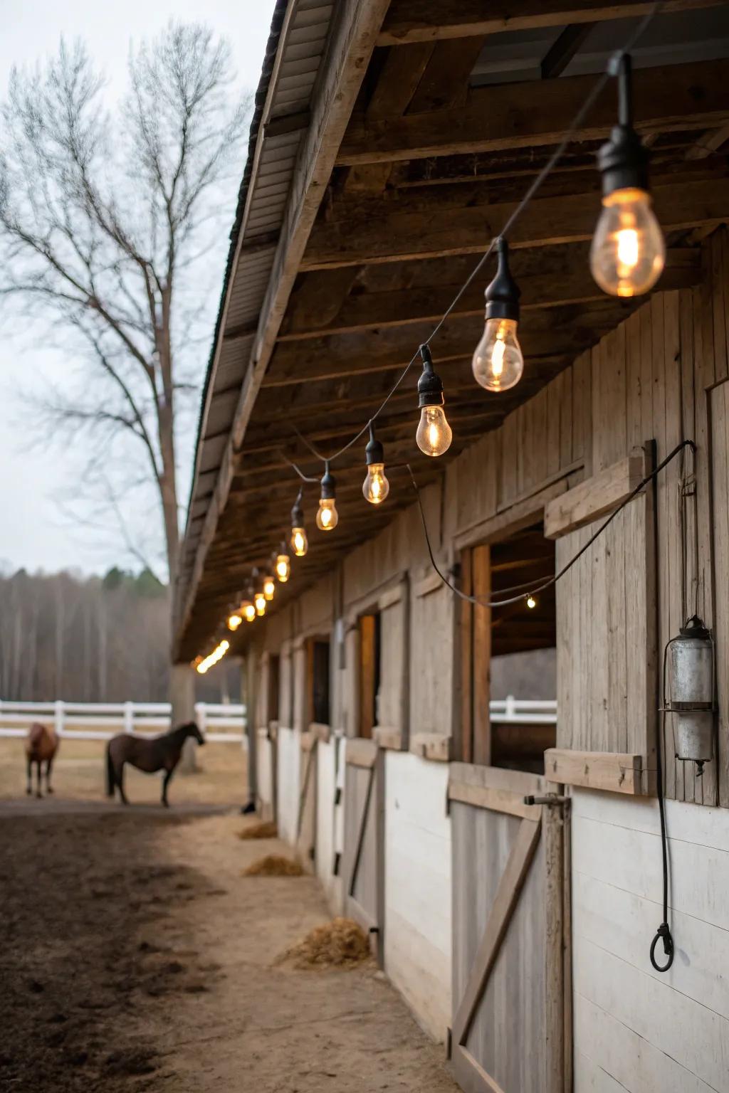 Naked bulb lights furnish a minimalist and industrial lighting design.
