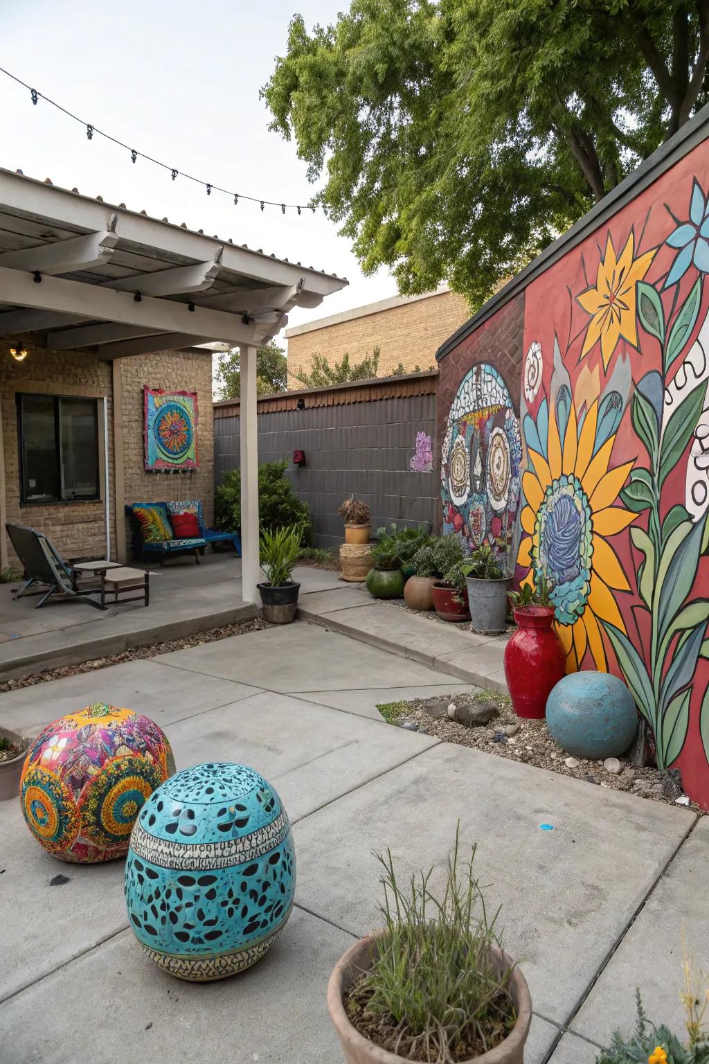 Art installations add a personal and creative touch to your patio.