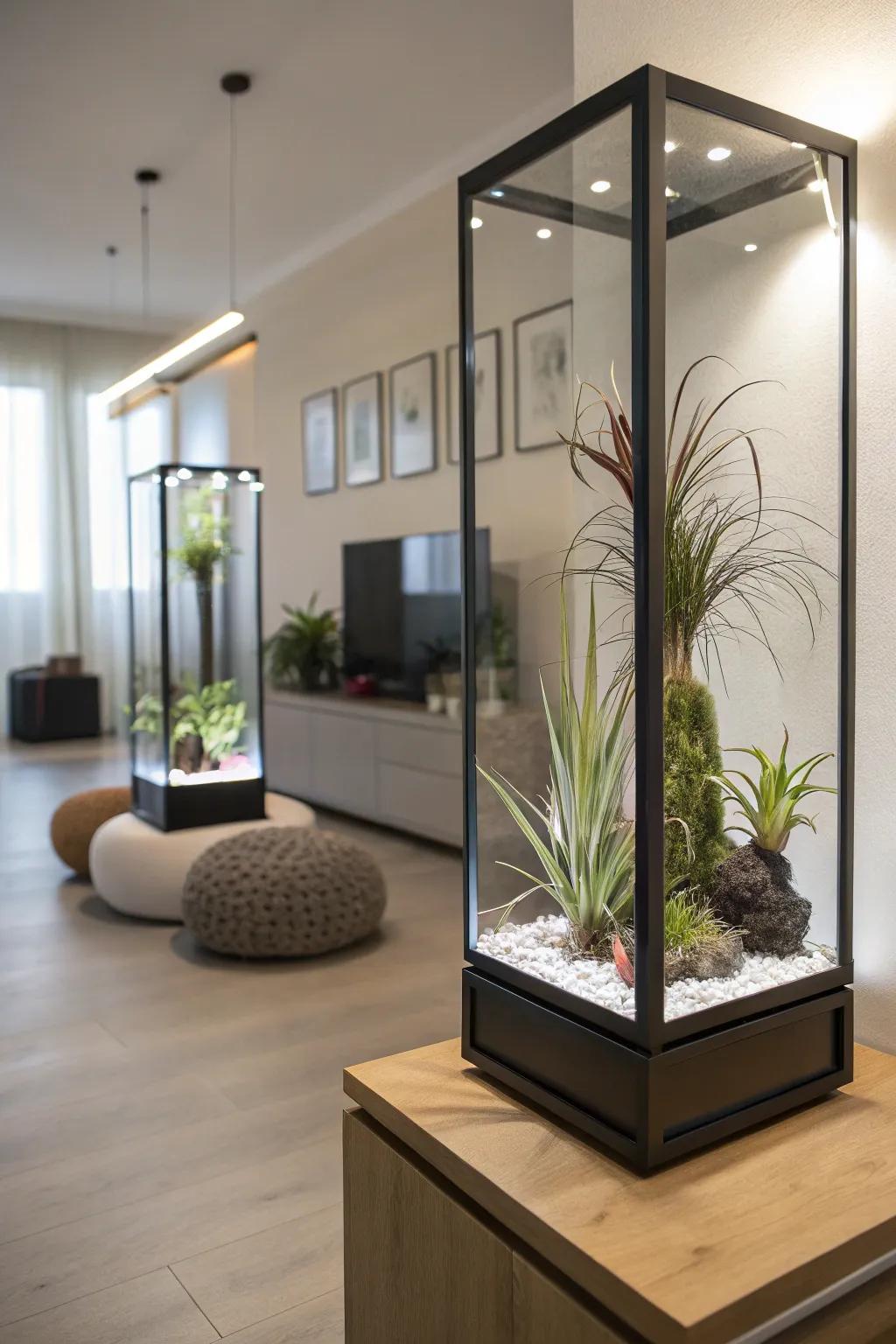 Display containers illuminated by LEDs showcasing <strong>air plants</strong> for dramatic décor.” loading=”lazy” class=”pimg”>
	</picture><figcaption>Display containers illuminated by LEDs showcasing <strong>air plants</strong> for dramatic décor.</figcaption></figure>
<p>Employ display containers fitted with LED lighting to emphasize your <strong>air plants</strong> dramatically. This approach instills a contemporary and artistic sentiment to your décor.</p>
<h3>Possibly helpful picks:</h3>
<ul class=