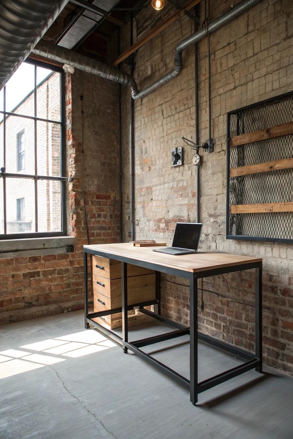 Raw detailing adds authenticity to your industrial desk.