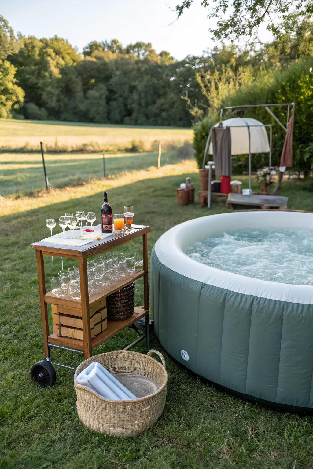 A bar zone elevates social assemblages encompassing the spa.