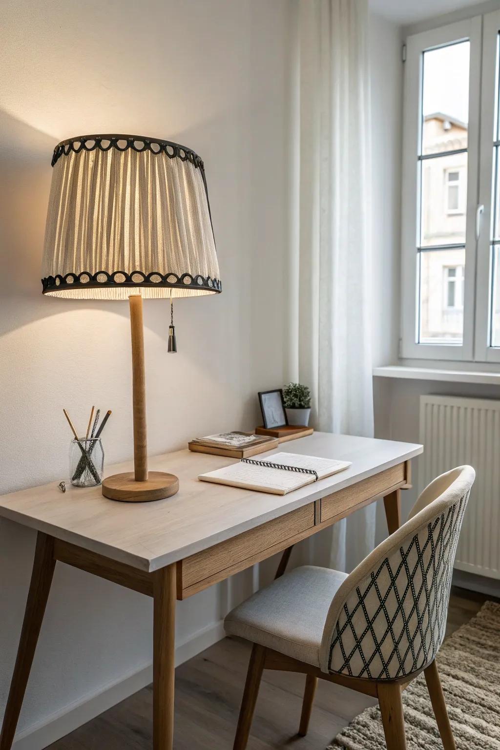 Achieve a polished aesthetic using bias binding on your lampshade.