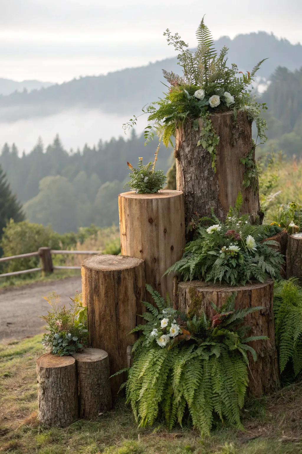 Timber stumperies offer a haven for garden wildlife.
