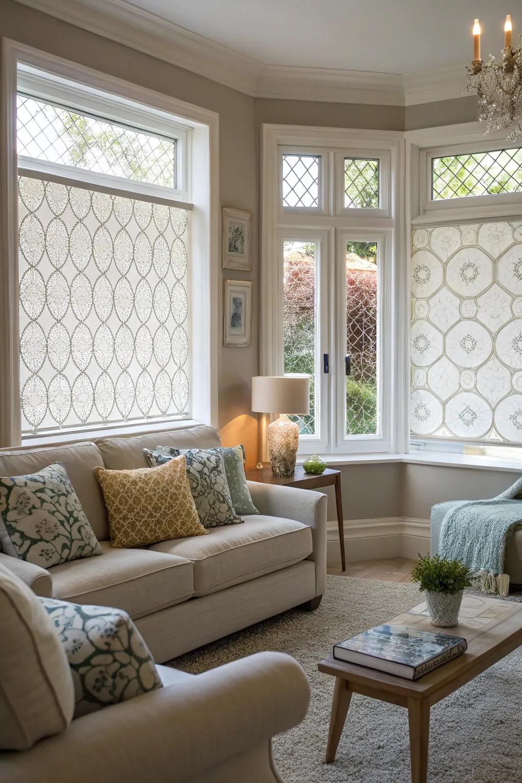 Styling window layer adding privacy and a touch of style to the living space.