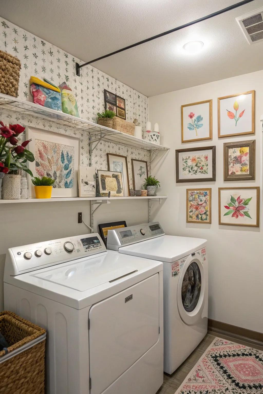 Decorative elements add personality to your laundry room.