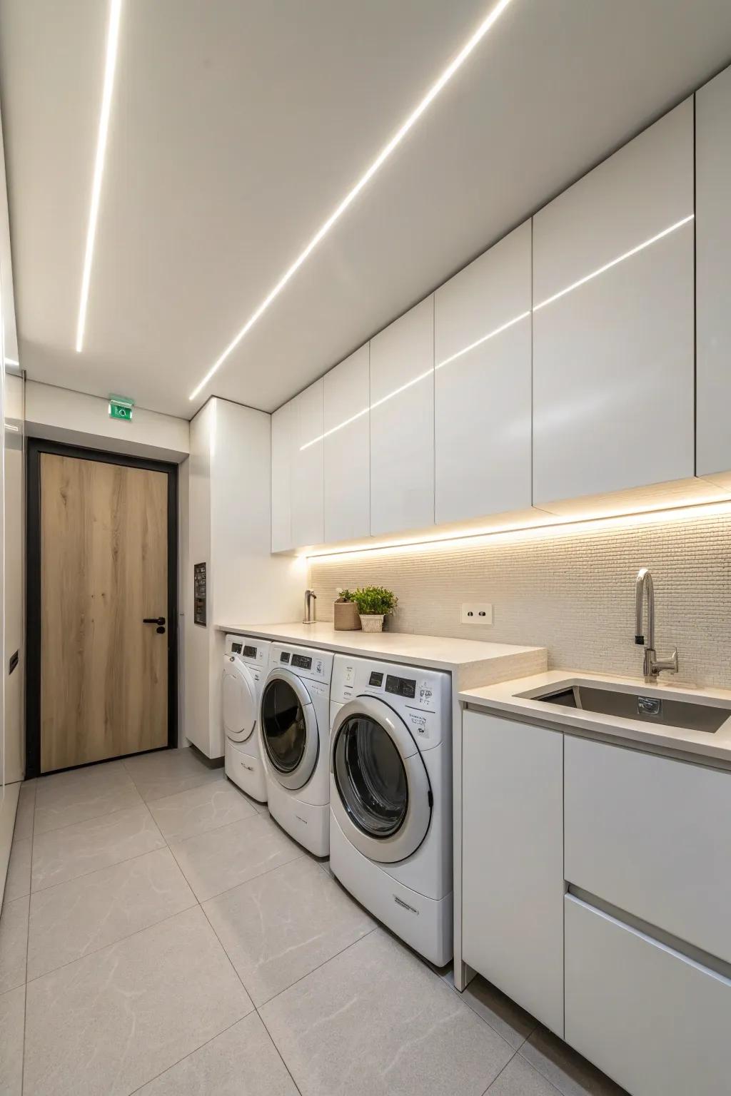 Basic strip lighting offers a clean and sleek design.